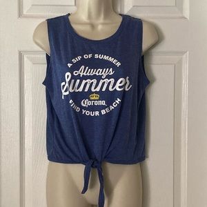 Corona sleeveless tie front top